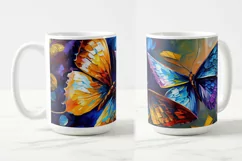 Butterflies Oil Painting Style Sublimation Mug Designs set 3 Product Image 3