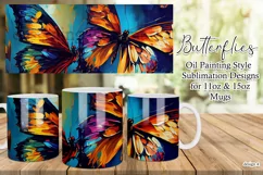 Butterflies Oil Painting Style Sublimation Mug Designs set 4 Product Image 1