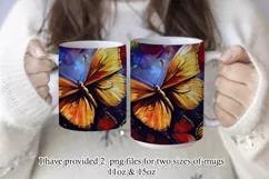 Butterflies Oil Painting Style Sublimation Mug Designs set 5 Product Image 2