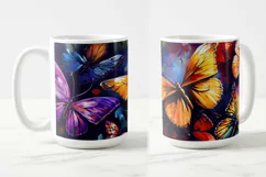 Butterflies Oil Painting Style Sublimation Mug Designs set 5 Product Image 3