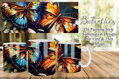 Butterflies Oil Painting Style Sublimation Mug Designs set 6 Product Image 1