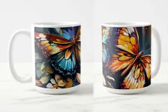 Butterflies Oil Painting Style Sublimation Mug Designs set 6 Product Image 3