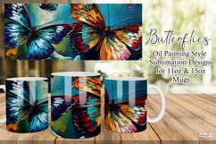 Butterflies Oil Painting Style Sublimation Mug Designs set 1 Product Image 1