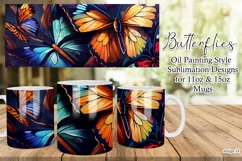 Butterflies Oil Painting Style Sublimation Mug Designs set14 Product Image 1