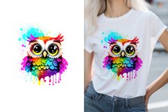 Colorful Paint Splash glitter Cute Owl Sublimation Design Product Image 1
