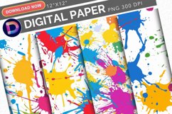 Colorful Paint Splashes Digital Paper Product Image 1
