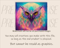 Colorful Painted OWL Skinny Tumbler Wrap PNG Product Image 2