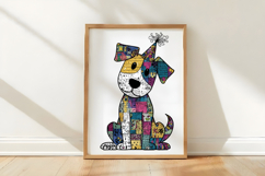 Colorful Patchwork Dog Clipart Product Image 3