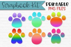 Bright Colors Ombre Paw Prints Scrapbook Elements Product Image 1