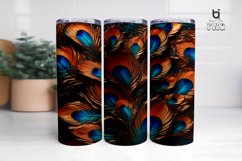 Colorful Peacock Feather Sublimation Tumbler Wrap Product Image 2