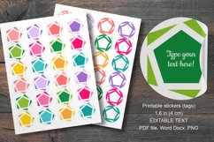 Colorful Pentagons Small Summer Round Labels 24 per Paper