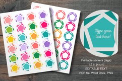 Colorful Pentagons Small Summer Round Labels 24 per Paper