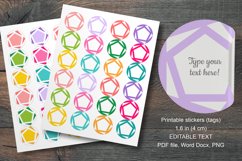 Colorful Pentagons Small Summer Round Labels 24 per Paper