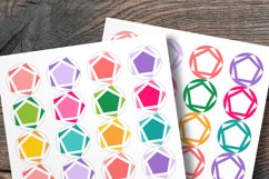 Colorful Pentagons Small Summer Round Labels 24 per Paper