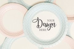 Mockup Blue pink plates Disposable tableware mock-up photo Product Image 1
