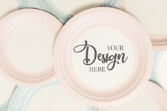 Mockup pink Plates photo Disposable tableware Mock-ups Product Image 1