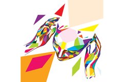 Colorful polygonal head with earpods top view Product Image 2
