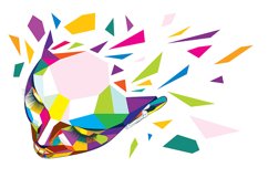 Colorful polygonal head with earpods top view Product Image 3