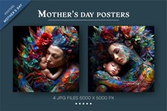 Colorful posters of mother and child. Psychedelic. Product Image 2