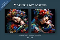 Colorful posters of mother and child. Psychedelic. Product Image 3