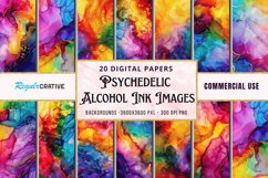 Colorful Psychedelic Alcohol Ink Digital Paper Bundle Product Image 1