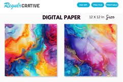 Colorful Psychedelic Alcohol Ink Digital Paper Product Image 1