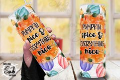 Watercolor Pumpkin Seamless Tumbler PNG Sublimation Product Image 1