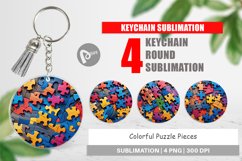 Keychain Colorful Puzzle Pieces Product Image 1