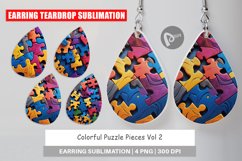Earring Teardrop Colorful Puzzle Pieces Product Image 1