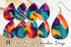 Colorful Alcohol Ink Earring teardrop sublimation design Product Image 1