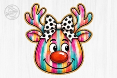 Colorful Reindeer Bow Christmas PNG Design Product Image 1