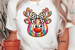 Colorful Reindeer Bow Christmas PNG Design Product Image 2