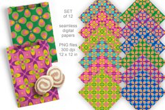 Colorful Retro 60s Seamless Patterned Papers Set of 12 PNG