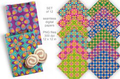 Colorful Retro 60s Seamless Patterned Papers Set of 12 PNG