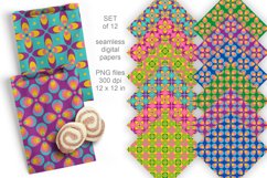 Colorful Retro 60s Seamless Patterned Papers Set of 12 PNG