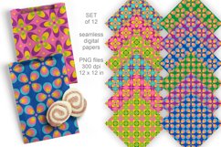 Colorful Retro 60s Seamless Patterned Papers Set of 12 PNG