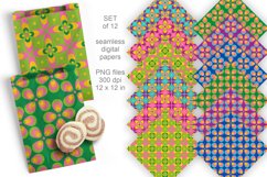 Colorful Retro 60s Seamless Patterned Papers Set of 12 PNG