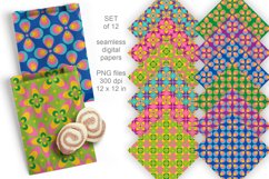 Colorful Retro 60s Seamless Patterned Papers Set of 12 PNG