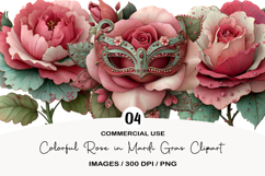 Colorful Rose in Mardi Gras Clipart Product Image 1