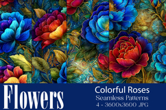 Flower Patterns, Colorful Rosess Seamless Patterns, s3 Product Image 1