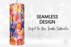 Colorful Roses Add Name 20Oz Tumbler Sublimation Wrap PNG Product Image 3