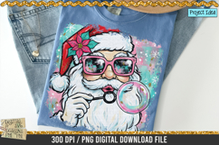 Colorful Santa Blowing Bubble is a professional design that is available at 300dpi PNG to use for Sublimation, iron-on transfer, DTG Printing and normal printing.