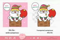 Colorful Santa clipart Kawaii Christmas on chimney xmas Product Image 2