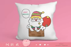 Colorful Santa clipart Kawaii Christmas on chimney xmas Product Image 3