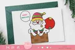 Colorful Santa clipart Kawaii Christmas on chimney xmas Product Image 4