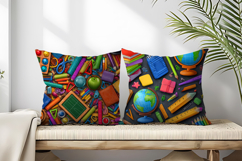 Colorful School Elements Pattern | Cute Kids Digital Paper Product Image 2