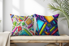 Colorful School Elements Pattern | Cute Kids Digital Paper Product Image 2