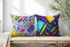 Colorful School Elements Pattern | Cute Kids Digital Paper Product Image 2