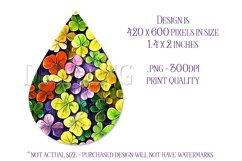 Colorful Clover Teardrop Earring, Watercolor Shamrocks, d11 Product Image 2
