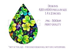 Colorful Clover Teardrop Earring, Watercolor Shamrocks, d2 Product Image 2